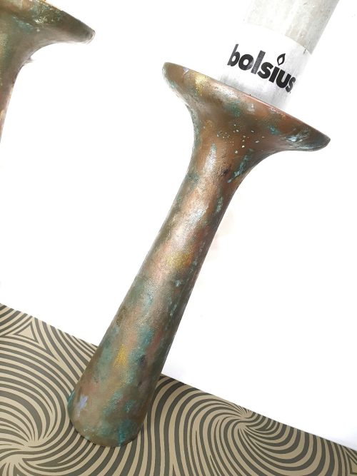 resin pillar candle holder with candle