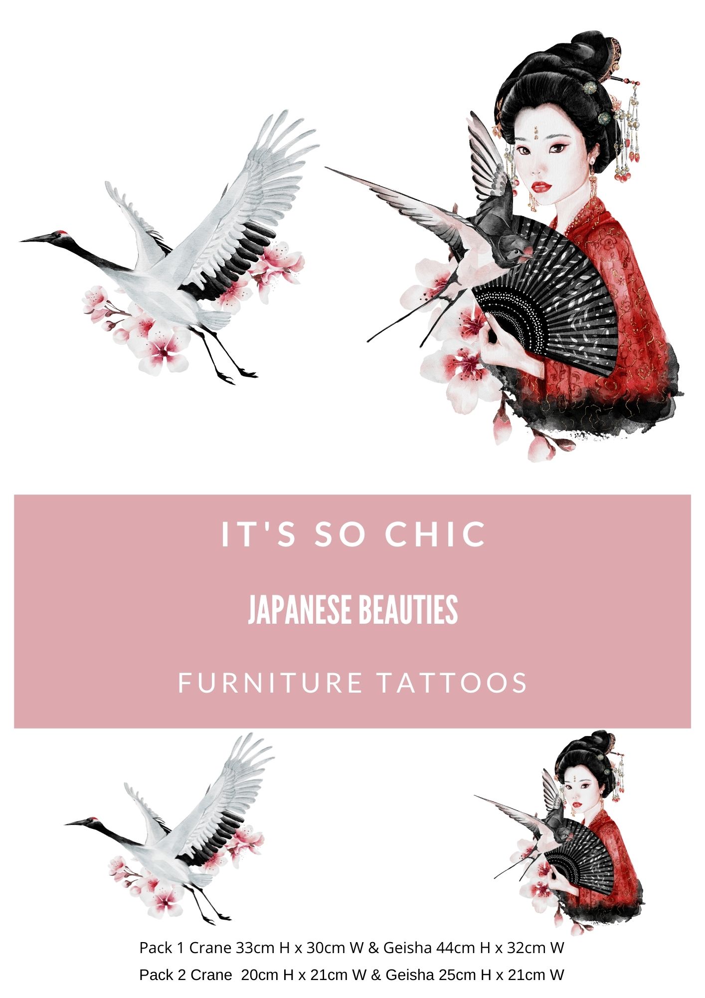 Japanese Beauties Furniture Tattoos®️ (transfers) available in 2 sizes