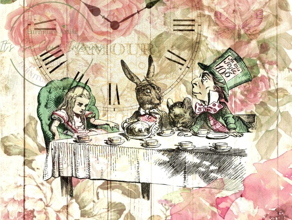 A3 Alice in Wonderland Tea Party Decoupage Paper, Paper Craft