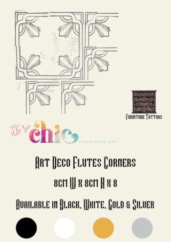 Art Deco Flutes Corners Furniture Tattoos®️ Vinyl Decal 8cm W x 8cm H x 8