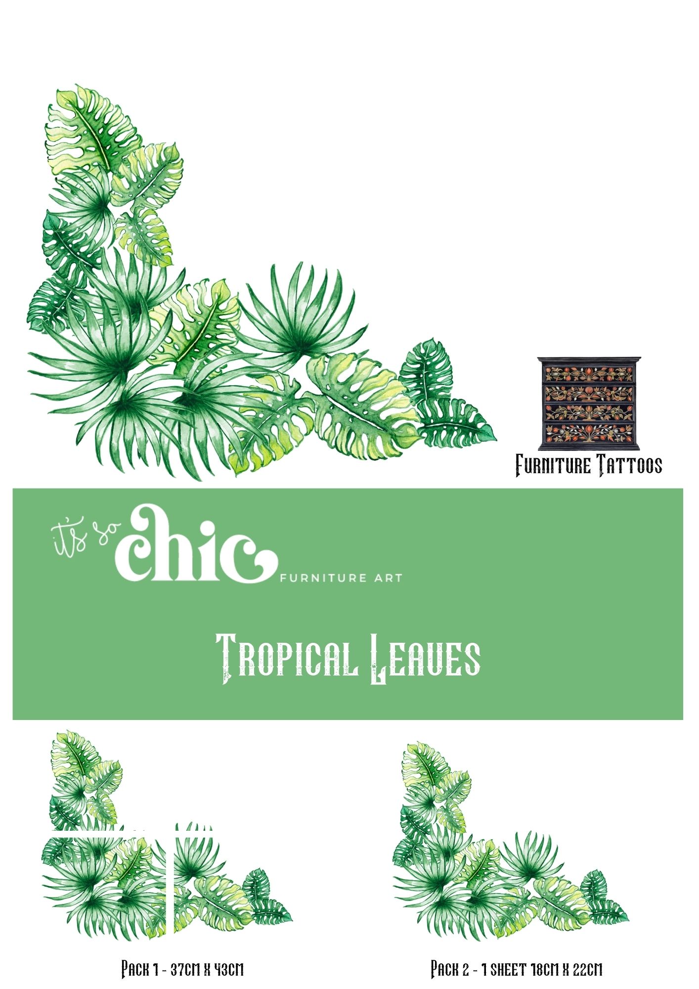 Tropical Leaves Furniture Tattoos®️ (transfers) available in 2 sizes