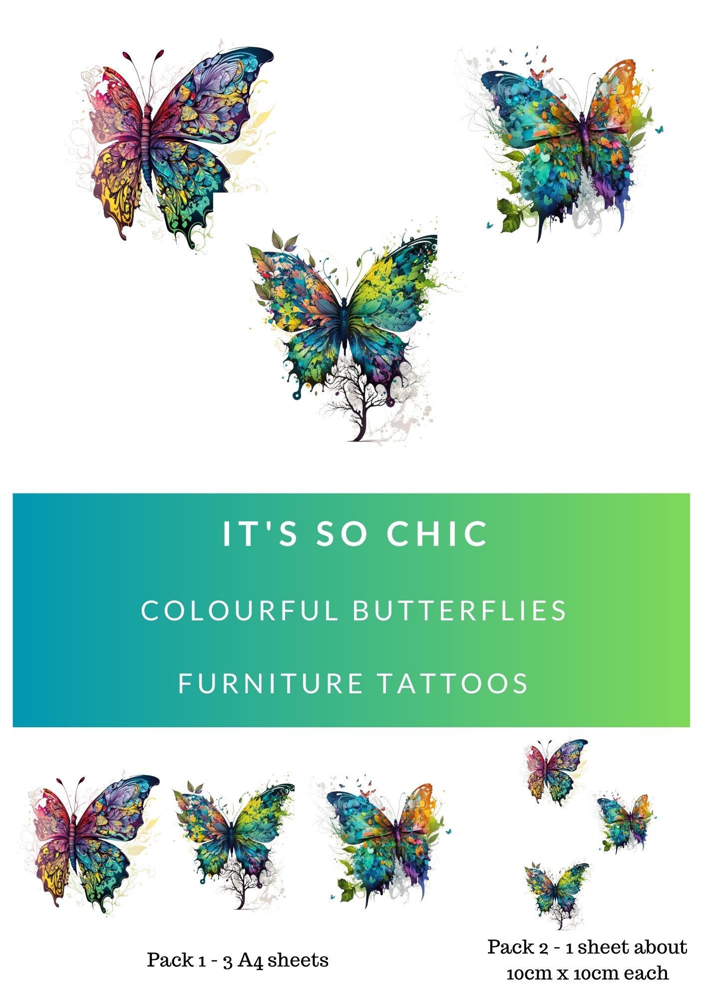 Colourful Butterflies Furniture Tattoos®️ (transfers) available in 2