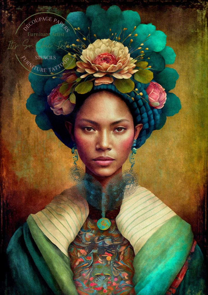 A1 Woman of the World (3) Decoupage Paper Paper Craft Decoupage Papers for Furniture Poster