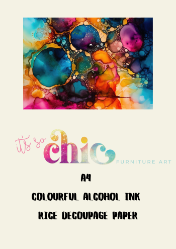 A4 Colourful Alcohol Ink Rice Decoupage Paper