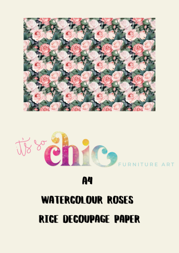 A4 Watercolour Roses Rice Decoupage Paper