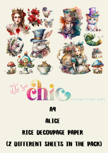 A4 Alice Rice Decoupage Paper (2 different sheets in the pack)