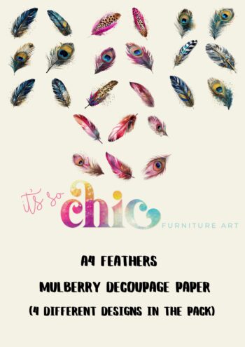 A4 Feathers Mulberry Decoupage Paper (4 different designs in the pack)