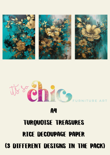 A4 Turquoise Treasures Rice Decoupage Paper (3 different designs in the pack)