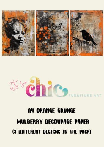 A4 Orange Grunge Mulberry Decoupage Paper (3 different designs in the pack)