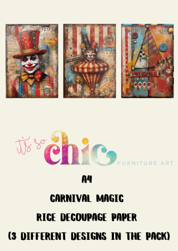 A4 Carnival Magic Rice Decoupage Paper (3 different designs in the pack)
