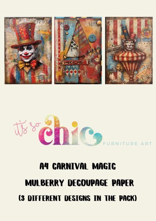A4 Carnival Magic Mulberry Decoupage Paper (3 different designs in the pack)
