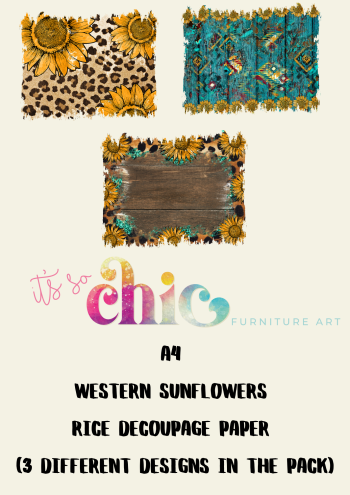 A4 Western Sunflowers Rice Decoupage Paper (3 different designs in the pack)