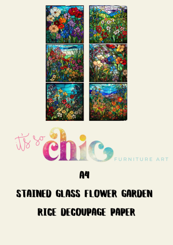 A4 Stained Glass Flower Garden Rice Decoupage Paper