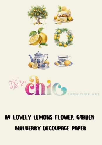 A4 Lovely Lemons Flower Garden Mulberry Decoupage Paper