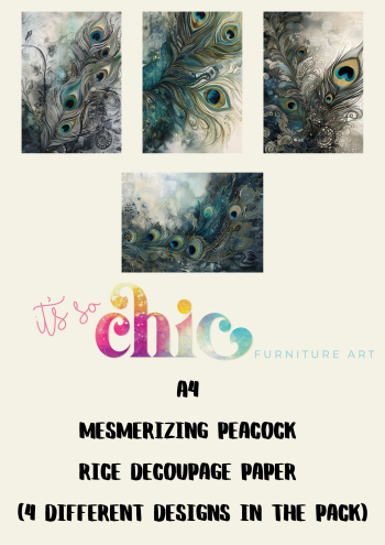 A4 Mesmerizing Peacock Rice Decoupage Paper (4 different designs in the pack)