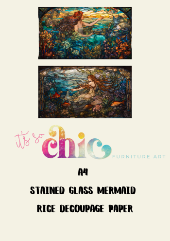 A4 Stained Glass Mermaid Rice Decoupage Paper