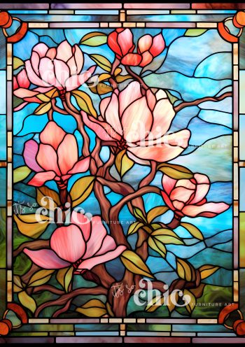 A1 Magnolia Stained Glass Decoupage Paper Paper Craft Decoupage Papers for Furniture Poster Quality