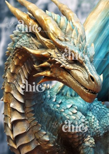 A0/A1/A2/A3 Blue Dragon Decoupage Paper For Furniture