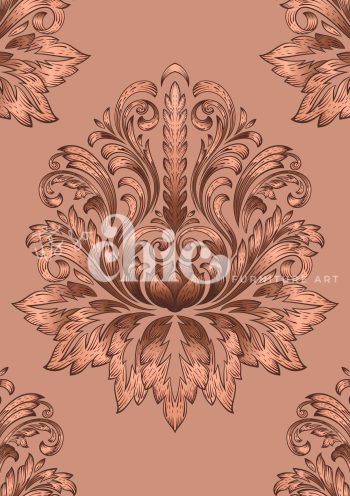 Decoupage Paper For Furniture A0/A1/A2/A3 Rose Gold Damask vintage floral artwork, decorative patterns, elegant design, home decor