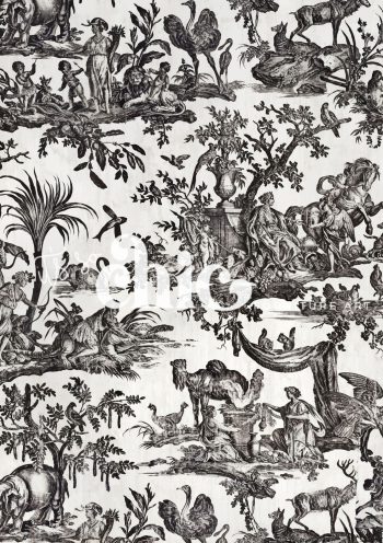Decoupage Paper For Furniture A0/A1/A2/A3 Toile de Jouy whimsical, nature illustration, monochrome art, wildlife decor, intricate tapestry