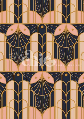 Decoupage Paper For Furniture A0/A1/A2/A3/A4 Art Deco Pink Navy & Gold art deco, geometric design, elegant decor, modern artwork, decorative pattern