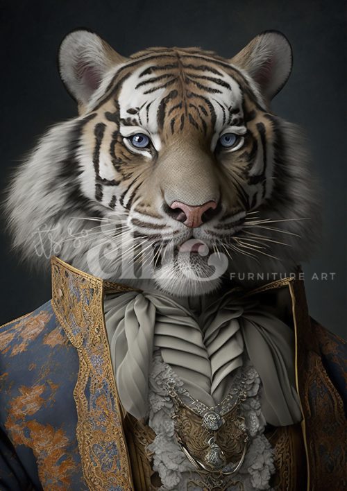 Decoupage Paper For Furniture A0/A1/A2/A3 Sir Tigerlot tiger art, regal portrait, animal elegance, wildlife artwork, unique decor