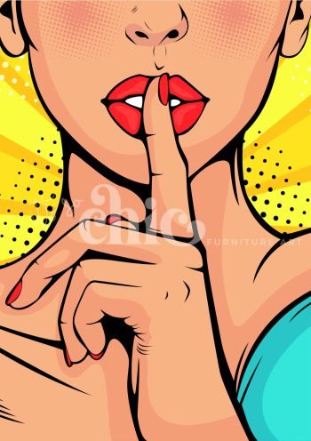 Decoupage Paper For Furniture A0/A1/A2/A3 Shhh Pop Art pop art, illustration, silence, communication, vibrant, contemporary, emotional