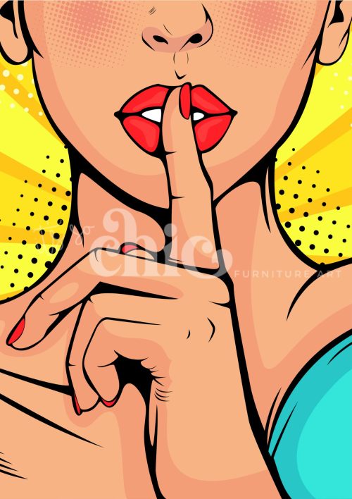 Decoupage Paper For Furniture A0/A1/A2/A3 Shhh Pop Art pop art, illustration, silence, communication, vibrant, contemporary, emotional