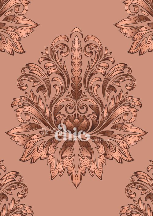 A0/A1/A2/A3 Rose Gold Damask Decoupage Paper for Furniture