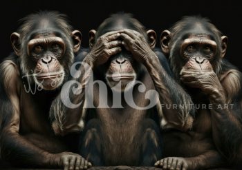 Decoupage Paper For Furniture A0/A1/A2/A3/A4 We Three Monkeys playful monkeys, wildlife art, emotional expression, monkey portrait, humorous art