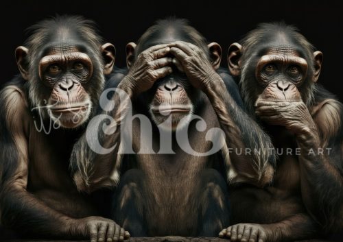 Decoupage Paper For Furniture A0/A1/A2/A3 We Three Monkeys playful monkeys, wildlife art, emotional expression, monkey portrait, humorous art