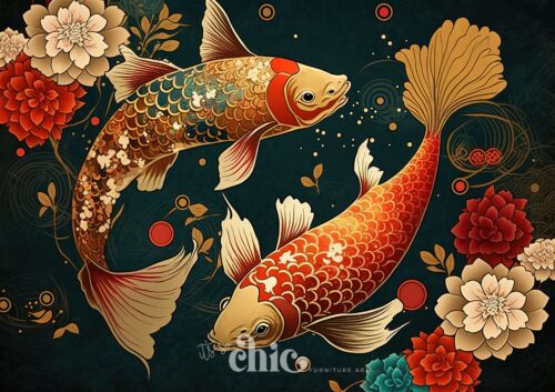 Print On Demand A1/A2/A3 Floral Koi Fish Decoupage Paper Paper Craft Decoupage Papers for Furniture Poster Quality