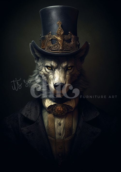 Decoupage Paper For Furniture A0/A1/A2/A3/A4 Lord Howlsbury wolf artwork, Victorian style, masquerade art, fantasy portrait, unique animal art