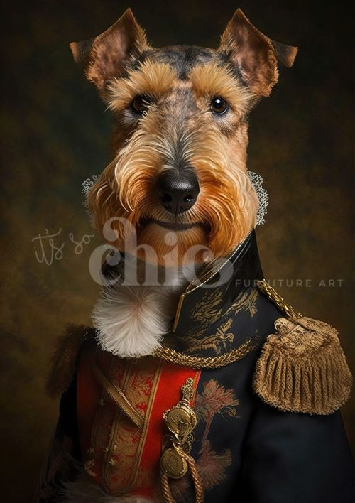 Decoupage Paper For Furniture A0/A1/A2/A3 Captain Tailwagger dog portrait, whimsical art, pet decor, unique artwork, animal illustration