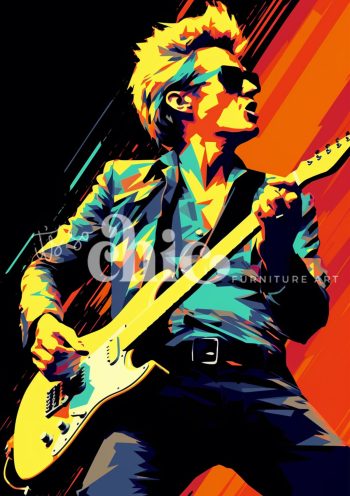 Decoupage Paper For Furniture A0/A1/A2/A3 Electric Maestro vibrant guitarist, rock art, music illustration, energetic artwork, modern pop art