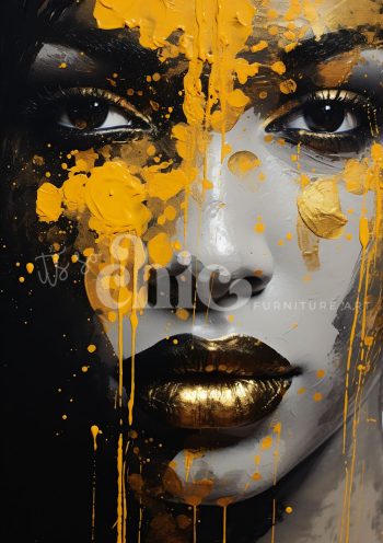 Decoupage Paper For Furniture A0/A1/A2/A3 Lady in Gold vibrant portrait, abstract art, golden hues, expressive artwork, contemporary portrait
