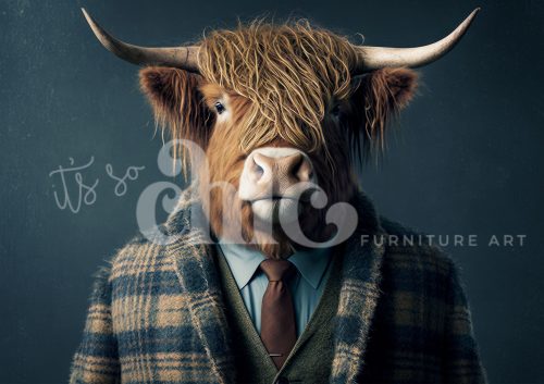 Decoupage Paper For Furniture A0/A1/A2/A3 Hamish the Highland Cow Highland cow, whimsical art, animal portrait, unique decor, stylish artwork