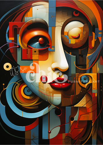 Decoupage Paper For Furniture A0/A1/A2/A3 Abstract Face geometric portrait, abstract art, modern design, vibrant colours, contemporary artwork