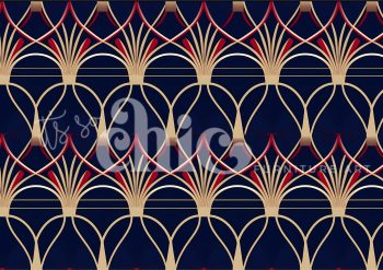 Decoupage Paper For Furniture A0/A1/A2/A3/A4 Art Deco Navy Red & Gold geometric artwork, navy gold design, modern decor, luxury pattern,