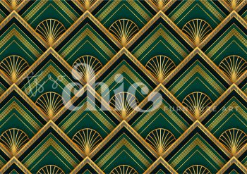 Decoupage Paper For Furniture A0/A1/A2/A3/A4 Art Deco, geometric design, gold pattern, green decor, luxury artworkt Deco Green & Gold