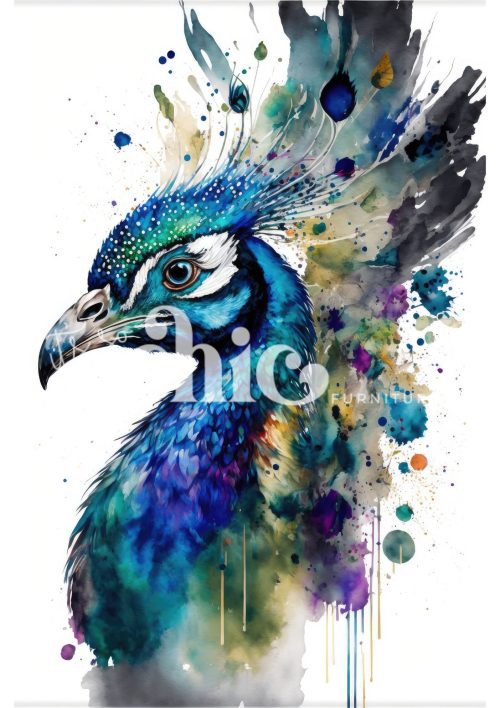 Decoupage Paper For Furniture A0/A1/A2/A3 Watercolour Peacock (left) peacock, watercolor, vibrant art, wildlife illustration, home decor