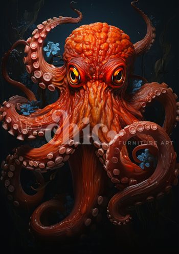 Decoupage Paper For Furniture A0/A1/A2/A3/A4 Inky Octopus octopus illustration, marine art, vibrant artwork, underwater creature, ocean decor