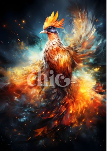Decoupage Paper for Furniture A0/A1/A2/A3 Rise Of The Phoenix vibrant phoenix art, colorful mythical firebird painting, fantasy phoenix artwork, fiery bird illustration, mythical creature art, vibrant fantasy art, colorful firebird print, phoenix wall art, fantasy art prints, mythical bird decor