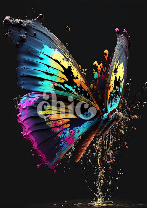 Decoupage Paper For Furniture A0/A1/A2/A3 Neon Butterfly butterfly art, abstract painting, vibrant decor,expression, nature, dynamic