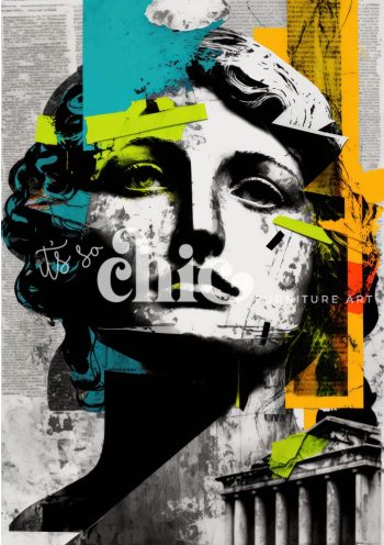 Decoupage Paper For Furniture A0/A1/A2/A3 Antique Statue Collage vibrant portrait, abstract collage, modern art, vintage style, mixed media