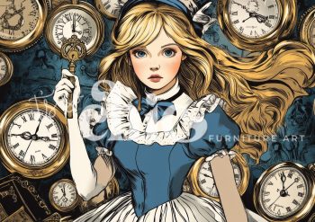 Decoupage Paper For Furniture A0/A1/A2/A3 Alice Pocket Watches & Keywhimsical illustration, clocks artwork, fantasy art, time-themed, narrative illustration Alice in Wonderland