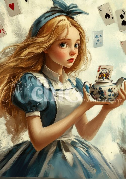 Decoupage Paper for Furniture A0/A1/A2/A3 Time for Tea whimsical illustration, fantasy art, tea time, character art, imaginative storytelling Alice in Wonderland