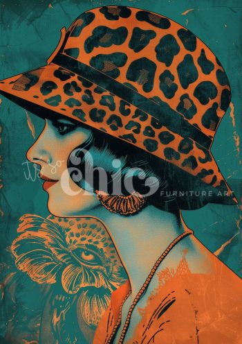 Decoupage Paper For Furniture A0/A1/A2/A3/A4 In the Wilds of Art Nouveau leopard print, vintage illustration, fashion art, stylish decor,
