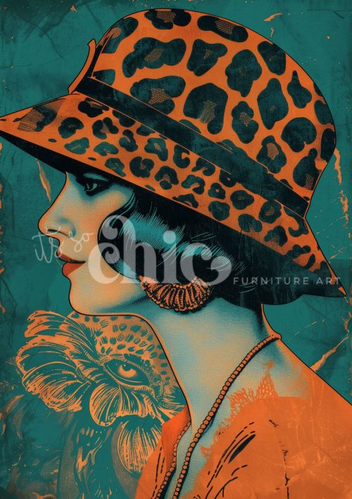 Decoupage Paper For Furniture A0/A1/A2/A3 In the Wilds of Art Nouveau leopard print, vintage illustration, fashion art, stylish decor,