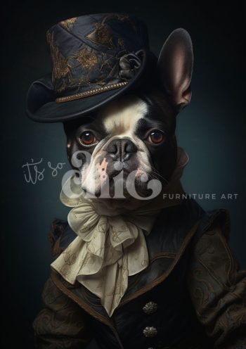 Decoupage Paper For Furniture A0/A1/A2/A3/A4 Duc de Barkington dog portrait, vintage art, whimsical decor, French Bulldog, stylish pet art